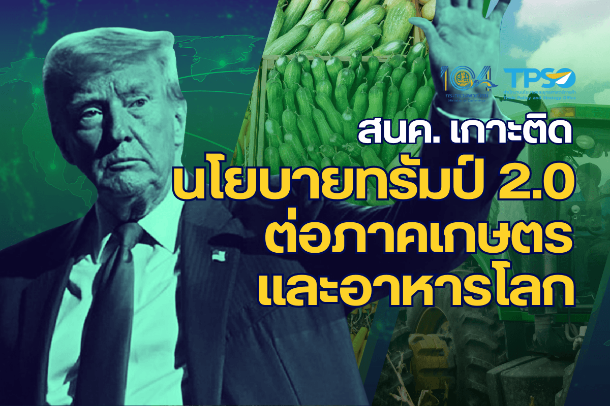 <p> <strong>ดาวน์โหลดข้อมูลฉบับเต็ม: </strong><a href="https://uploads.tpso.go.th/เกาะติดนโยบายทรัมป์ 2.0 ต่อภาคเกษตรและอาหารโลก.pdf" target="_blank">เกาะติดนโยบายทรัมป์ 2.0 ต่อภาคเกษตรและอาหารโลก.pdf</a></p>
<p> นายพูนพงษ์ นัยนาภากรณ์ ผู้อํานวยการสำนักงานนโยบายและยุทธศาสตร์การค้า (สนค.) กระทรวงพาณิชย์ เปิดเผยว่า สนค. ได้ศึกษาและติดตามนโยบายของนายโดนัลด์ ทรัมป์ จากพรรครีพับลิกัน ซึ่งได้กลับมาดำรงตำแหน่งประธานาธิบดีสหรัฐฯ อีกครั้ง โดยมีกำหนดสาบานตนเข้ารับตำแหน่งในวันที่ 20 มกราคม 2568 ทำให้เกิดความกังวลอย่างมากต่อมาตรการทางการค้าที่อาจรุนแรงขึ้น ซึ่งอาจส่งผลกระทบต่อระบบเศรษฐกิจการค้าโลกและไทย รัฐบาลทรัมป์ยังยึดแนวนโยบายหลัก “Make America Great Again” โดยให้ความสำคัญและถือผลประโยชน์ของสหรัฐฯ เป็นที่ตั้ง เพื่อปกป้องผลประโยชน์ทางการค้าของประเทศ</p>
<p> สำหรับผลกระทบต่อภาคเกษตรและอาหารโลก สนค. ได้ศึกษารายงาน “Trump 2.0: Impacts on Global Food and Agriculture” ของ Rabobank สถาบันการเงินของเนเธอร์แลนด์ที่เชี่ยวชาญด้านธุรกิจเกษตรและอาหาร ระบุว่า การดำรงตำแหน่งรอบที่ 2 ของประธานาธิบดีทรัมป์ จะสร้างความซับซ้อนให้กับการค้าสินค้าเกษตรและอาหารในระดับโลก และอาจส่งผลต่อความสัมพันธ์ทางการค้า (Trade Relationships) การเปลี่ยนแปลงอุปสงค์ของการส่งออก (Export Demand) ต้นทุนของธุรกิจและผู้บริโภคจะเพิ่มขึ้น โดยการกลับมาของทรัมป์เป็นการส่งสัญญาณถึงการเพิ่มอัตราภาษีศุลกากร (Tariff) สำหรับสินค้านำเข้า การยกเลิกกฎระเบียบ (เช่น ด้านสิ่งแวดล้อม) การลดภาษีเงินได้นิติบุคคลสำหรับบริษัทที่ผลิตสินค้าในสหรัฐฯ และการเพิ่มขึ้นของค่าใช้จ่ายด้านการป้องกันประเทศ ซึ่งเป็นนโยบายที่เคยกล่าวไว้ตอนหาเสียง โดยอาจนำไปสู่ภาวะเงินเฟ้อที่สูงขึ้น การขยายตัวของ GDP สหรัฐฯ ที่ช้าลง และการขาดดุลงบประมาณเพิ่มขึ้น </p>
<p> ผู้บริโภคและบริษัทผลิตอาหารในสหรัฐฯ จะต้องเผชิญกับการเปลี่ยนแปลงครั้งสำคัญ โดยเงินเฟ้อจะเป็นแรงกดดันให้ผู้บริโภคพิจารณาถึงคุณค่าของสินค้ามากขึ้น มุ่งเน้นที่ความสะดวกสบาย เลือกบริโภคสินค้าที่เป็นแบรนด์ร้านค้าปลีก (Private Label) สินค้าหรูหราในราคาไม่แพง (Affordable Luxuries) และออกไปรับประทานอาหารนอกบ้านเป็นครั้งคราว สำหรับความต้องการบริการด้านอาหาร (Food Service) คาดว่าจะฟื้นตัวช่วงกลางปี 2568 เนื่องจากสถานะการเงินผู้บริโภคเริ่มปรับตัวดีขึ้น อย่างไรก็ดี ผู้บริโภคสหรัฐฯ จะยังคงเลือกซื้อสินค้าโดยเน้นที่คุณค่าของสินค้าต่อไป </p>
<p> สำหรับบริษัทผลิตอาหารในสหรัฐฯ ที่พึ่งพาการนำเข้าวัตถุดิบจากต่างประเทศ จะมีต้นทุนสูงขึ้น ซึ่งอาจทำให้มีกำไรลดลง บริษัทอาจต้องปรับส่วนประสมของผลิตภัณฑ์ (Product Mix)<sup>1</sup> ลดการนำเข้า เน้นใช้วัตถุดิบจากในสหรัฐฯ เป็นหลัก โดยเฉพาะบริษัทเล็กอาจปิดกิจการหรือควบรวมกิจการกับบริษัทขนาดใหญ่ สถานการณ์ดังกล่าวจะผลักดันให้บริษัทแสวงหาวิธีเพิ่มประสิทธิภาพธุรกิจ อาทิ ปรับปรุงกระบวนการต่าง ๆ ให้มีประสิทธิภาพ ลงทุนด้านเทคโนโลยี ซึ่งจะทำให้เกิดนวัตกรรมและความร่วมมือเชิงกลยุทธ์ในอุตสาหกรรม เพื่อรักษาความสามารถในการแข่งขัน</p>
<p> การที่รัฐบาลทรัมป์จะเก็บภาษีกับสินค้าที่นำเข้าจากต่างประเทศในอัตรา 10-20% และสินค้าจากจีนที่สูงถึง 60% อาจส่งผลให้ประเทศที่ได้รับผลกระทบออกมาตรการตอบโต้ โดยสินค้าประมงและแปรรูปของสหรัฐฯ มักเป็นเป้าหมายหลักในการเก็บภาษีตอบโต้ ซึ่งเมื่อรวมกับการแข็งค่าของเงินดอลลาร์ที่คาดว่าจะเกิดขึ้น จะส่งผลเชิงลบต่อการส่งออกสินค้าประมงและประมงแปรรูปของสหรัฐฯ </p>
<p> นอกจากนี้ ห่วงโซ่อุปทานปัจจัยการผลิตทางการเกษตรของสหรัฐฯ อาจได้รับผลกระทบจากสงครามการค้าที่รุนแรงขึ้น เนื่องจากจีนมีความสำคัญต่ออุตสาหกรรมเคมีเกษตร (Agrochemical Industry) ระดับโลก โดยการผลิตทั่วโลกกว่า 70% มีซัพพลายเชนที่เชื่อมโยงกับจีน (มีสัดส่วน 10% ของการส่งออกยูเรียทั่วโลก และสัดส่วน 15-25% ของการส่งออกฟอสเฟตทั่วโลก) ราคาเคมีเกษตรในสหรัฐฯ มีแนวโน้มเพิ่มขึ้น แต่ผลกระทบต่อราคาปุ๋ยของสหรัฐฯ อาจอยู่ในระดับปานกลางหรือเป็นบวก เนื่องจากสหรัฐฯ มีการผลิตปุ๋ยในประเทศเพิ่มขึ้น</p>
<p> จะเห็นได้ว่าสงครามการค้าส่งผลกระทบเชิงลบต่อการค้า แต่สินค้าเกษตรหลายชนิดถือเป็นสินค้าจำเป็น ประเทศต่าง ๆ ยังคงต้องการนำเข้าสินค้าเกษตรและอาหาร โดยจะเลือกนำเข้าตามความต้องการจากประเทศที่ให้ราคาดีที่สุด เช่น หากบราซิลมีผลผลิตถั่วเหลืองลดลงจากปัญหาสภาพภูมิอากาศ อาจส่งผลให้การส่งออกถั่วเหลืองของสหรัฐฯ เพิ่มขึ้น แม้ถั่วเหลืองนำเข้าจากสหรัฐฯ อาจมีภาษีนำเข้าที่สูงกว่าเนื่องจากมาตรการตอบโต้ของคู่ค้าก็ตาม ทั้งนี้ สหรัฐฯ เป็นผู้ส่งออกสินค้าเกษตรและอาหารรายใหญ่ที่สุดของโลก โดยมีการส่งออกไปยังกว่า 190 ประเทศทั่วโลก </p>
<p> สำหรับการตอบโต้จากจีน หากสหรัฐฯ เพิ่มภาษีสินค้านำเข้า จีนมีแนวโน้มที่จะตอบโต้โดยมุ่งที่สินค้ากลุ่มธัญพืชและพืชน้ำมัน โดยเฉพาะถั่วเหลือง (การส่งออกถั่วเหลืองจากสหรัฐฯ ไปจีน มีสัดส่วนถึง 51.2% ของมูลค่าการส่งออกถั่วเหลืองทั้งหมดของสหรัฐฯ) โดยในครั้งนี้ ผลกระทบต่อจีนจะไม่รุนแรงเท่าสงครามการค้ารอบที่แล้ว เนื่องจากจีนมีปริมาณสต็อกสำรองในประเทศเพิ่มขึ้น และผู้นำเข้าจีนอาจนำเข้าถั่วเหลืองจากสหรัฐฯ ล่วงหน้า ก่อนจะมีการขึ้นภาษี หรือเปลี่ยนไปนำเข้าถั่วเหลืองจากบราซิลทดแทนหากสงครามการค้าปะทุขึ้น</p>
<p> ในส่วนของภูมิภาคเอเชียตะวันออกเฉียงใต้ (Southeast Asia: SEA) หากสหรัฐฯ ขึ้นภาษีนำเข้า 20% จะทำให้สินค้าที่นำเข้าจาก SEA มีต้นทุนสูงขึ้น โดยมีสินค้าเกษตรสำคัญที่สหรัฐฯ นำเข้าจากภูมิภาคนี้ เช่น น้ำมันปาล์ม น้ำมันมะพร้าว กาแฟ ยางพารา ข้าวหอมมะลิ และข้าวขาว อย่างไรก็ตาม คาดว่าปริมาณการส่งออกสินค้าเกษตรจากภูมิภาคเอเชียตะวันออกเฉียงใต้มายังสหรัฐฯ จะค่อนข้างคงที่ เนื่องจากสหรัฐฯ ไม่มีการผลิตสินค้าเกษตรเหล่านี้ในประเทศ และมีทางเลือกที่จำกัด </p>
<p> ผอ. สนค. กล่าวทิ้งท้ายว่า สงครามการค้า Trump 2.0 ยังมีความไม่แน่นอน โดยเฉพาะนโยบายที่เกี่ยวข้องกับภาคเกษตรของทรัมป์ แต่ไทยในฐานะผู้ส่งออกสินค้าเกษตรและอาหารรายใหญ่แห่งหนึ่งของโลก โดยมีจีนและสหรัฐฯ เป็นคู่ค้าอันดับที่ 1 และ 2 ต้องติดตามสถานการณ์การค้า นโยบายที่สำคัญ รวมทั้งแนวโน้มการใช้มาตรการและการตอบโต้ของทั้งสหรัฐฯ จีน และประเทศต่าง ๆ ในอนาคตอย่างใกล้ชิด เพื่อแสวงหาโอกาสและเตรียมพร้อมรับมือกับผลกระทบที่อาจเกิดขึ้นต่อไป</p>
<hr />
<p><sup>1</sup> ส่วนประสมของผลิตภัณฑ์ (Product Mix) หมายถึง สินค้าทั้งหมดของบริษัทที่ผลิต/ จำหน่ายแก่ผู้บริโภค ซึ่งอาจประกอบด้วยหลายกลุ่มผลิตภัณฑ์<br />
</p>